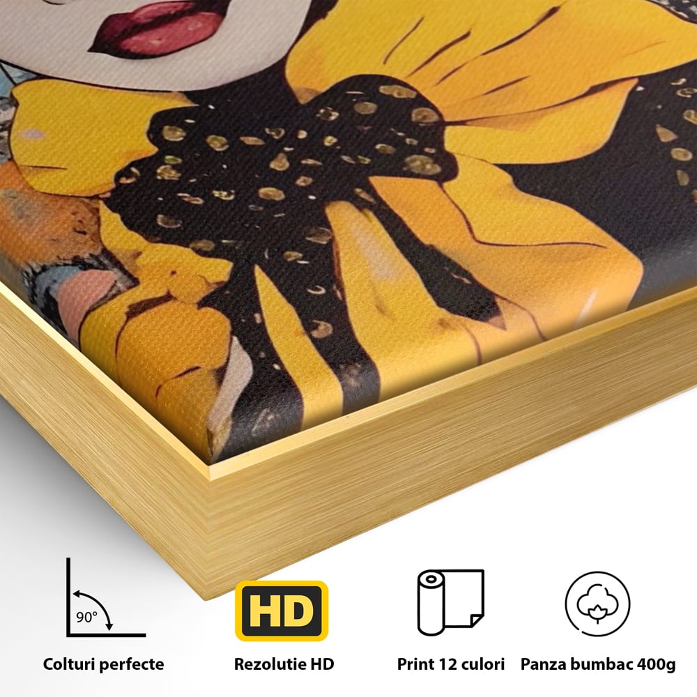 Tablou Canvas Premium LuxCanva® A1553, Fata Cu Esarfa ,  Decorativ, Dormitor, Ochelari De Soare, Cool, Moda, Living, Culori Vibrante