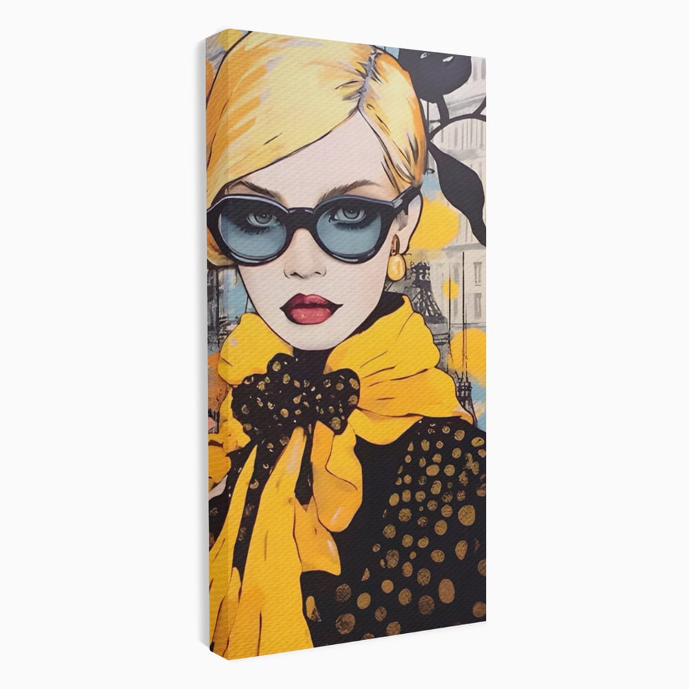 Tablou Canvas Premium LuxCanva® A1553, Fata Cu Esarfa ,  Decorativ, Dormitor, Ochelari De Soare, Cool, Moda, Living, Culori Vibrante