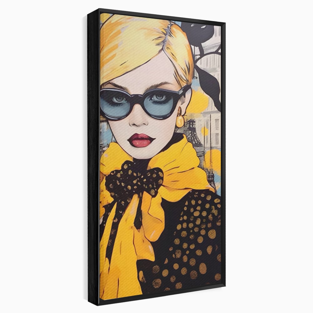 Tablou Canvas Premium LuxCanva® A1553, Fata Cu Esarfa ,  Decorativ, Dormitor, Ochelari De Soare, Cool, Moda, Living, Culori Vibrante