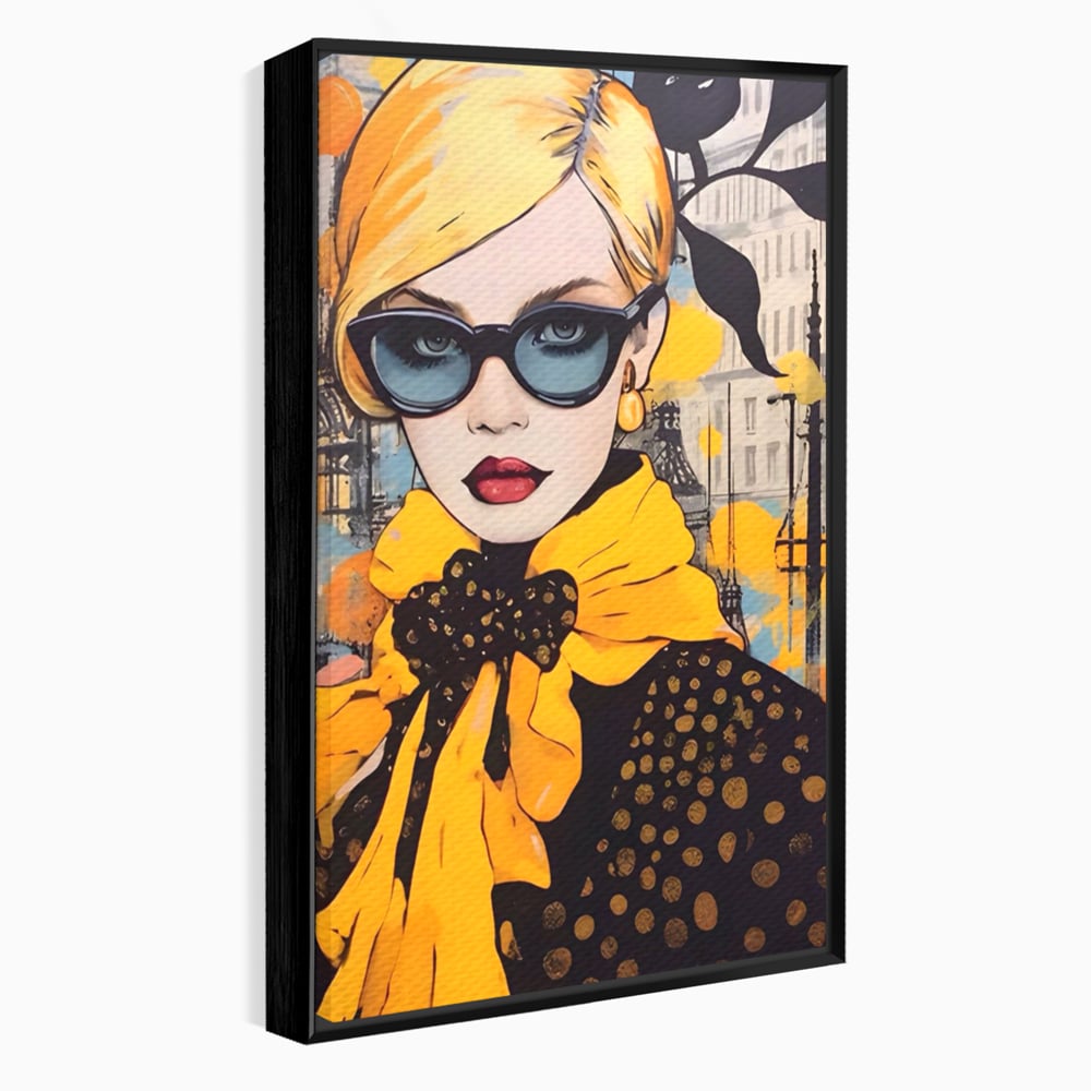Tablou Canvas Premium LuxCanva® A1553, Fata Cu Esarfa ,  Decorativ, Dormitor, Ochelari De Soare, Cool, Moda, Living, Culori Vibrante