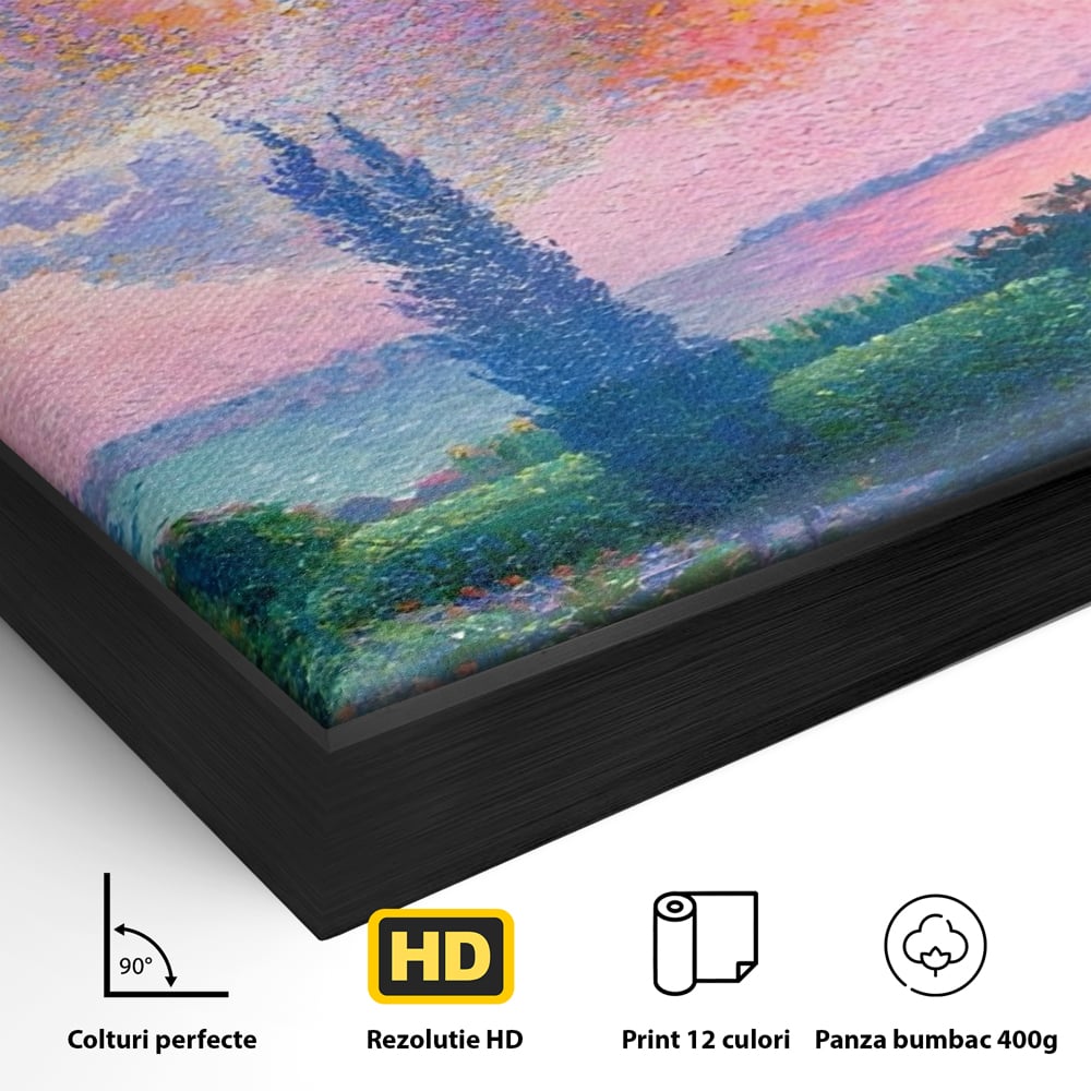Tablou Canvas Premium LuxCanva® A1554, The Rose Cloud , Arta, Henri Edmond, Peisaj, Cer, Culori Vibrante