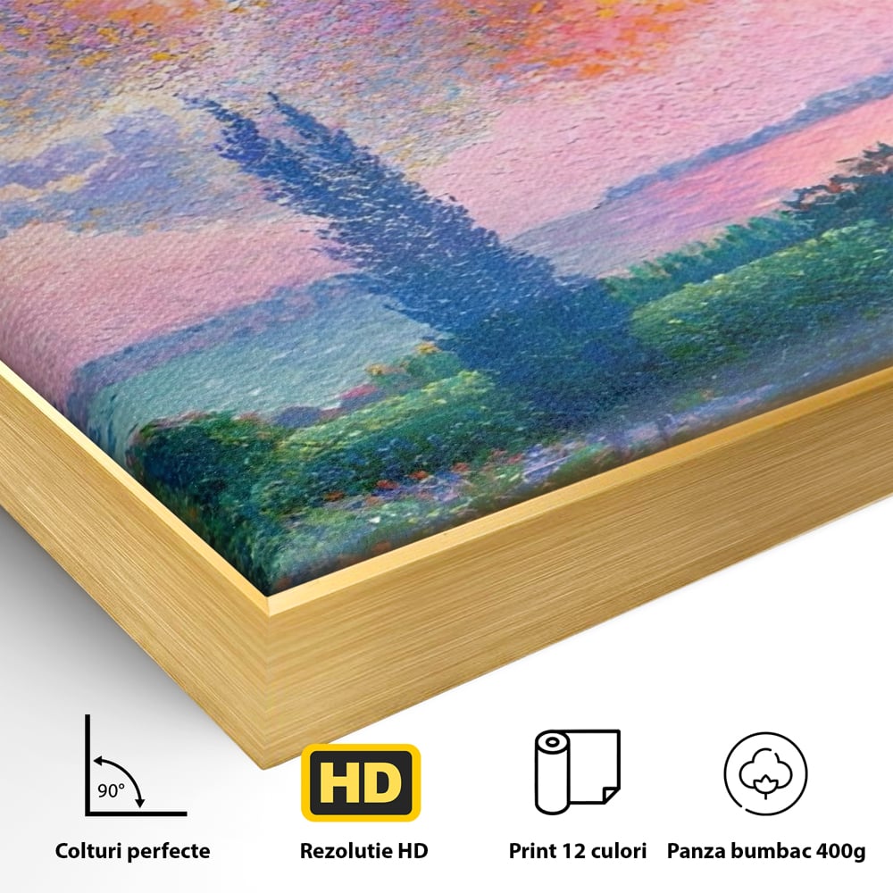 Tablou Canvas Premium LuxCanva® A1554, The Rose Cloud , Arta, Henri Edmond, Peisaj, Cer, Culori Vibrante