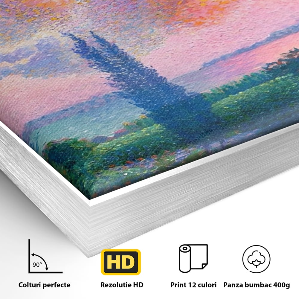 Tablou Canvas Premium LuxCanva® A1554, The Rose Cloud , Arta, Henri Edmond, Peisaj, Cer, Culori Vibrante