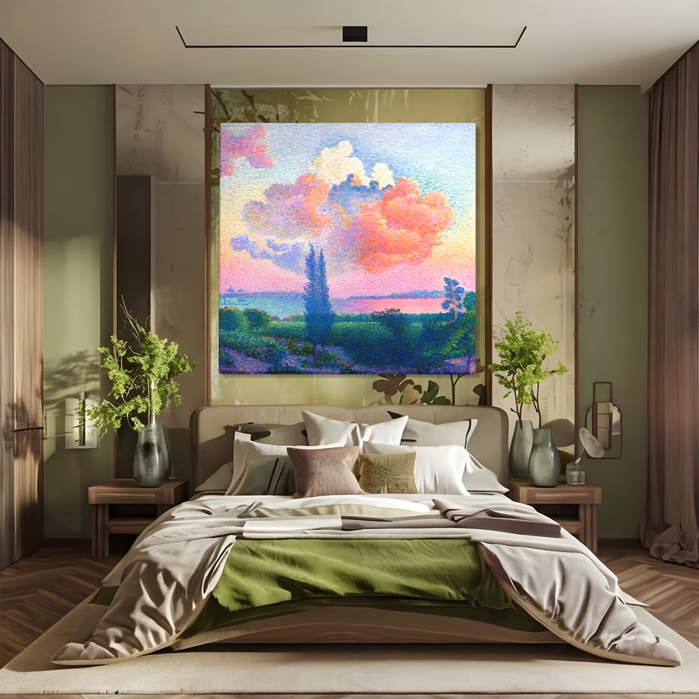 Tablou Canvas Premium LuxCanva® A1554, The Rose Cloud , Arta, Henri Edmond, Peisaj, Cer, Culori Vibrante
