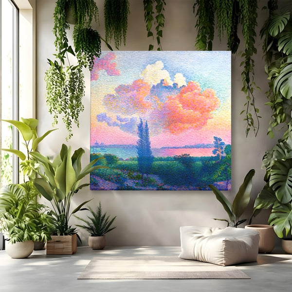 Tablou Canvas Premium LuxCanva® A1554, The Rose Cloud , Arta, Henri Edmond, Peisaj, Cer, Culori Vibrante