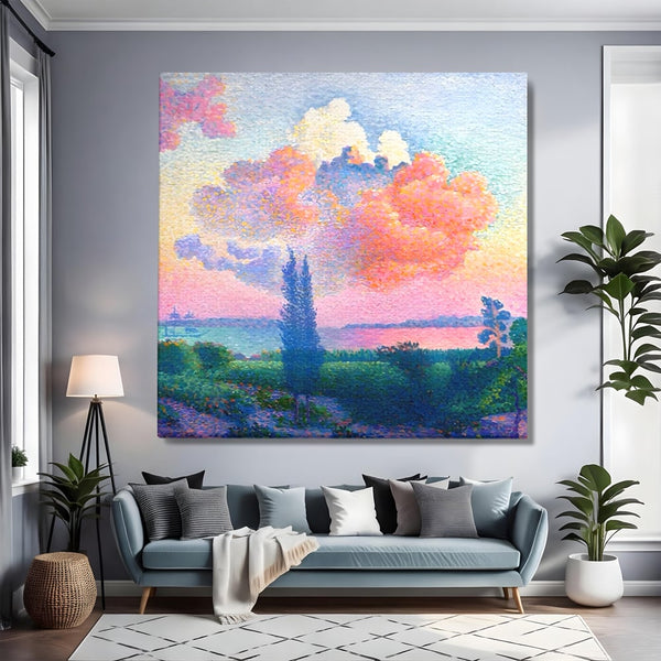 Tablou Canvas Premium LuxCanva® A1554, The Rose Cloud , Arta, Henri Edmond, Peisaj, Cer, Culori Vibrante