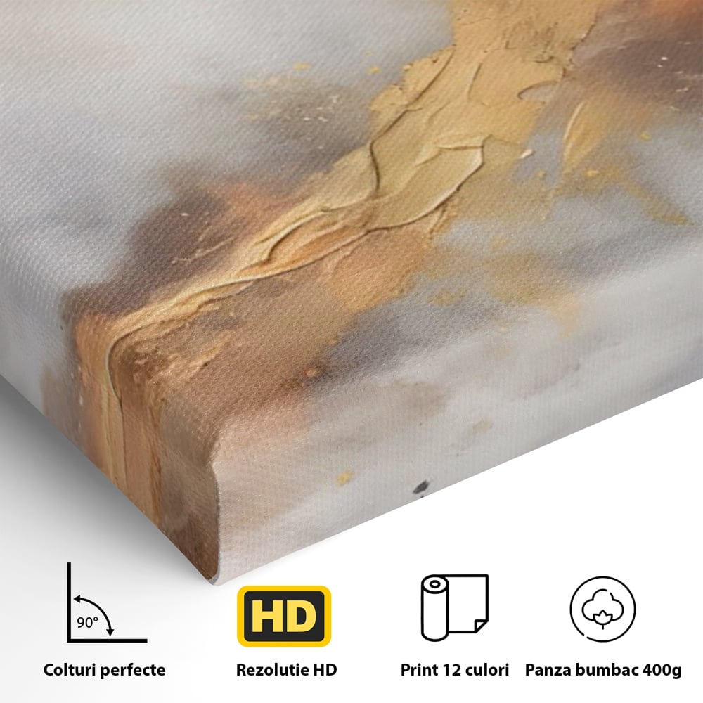 Tablou Canvas Premium LuxCanva® A1555, Pastel Auriu , Dormitor, Abstract, Divin, Decorativ, Living, Culori Vibrante
