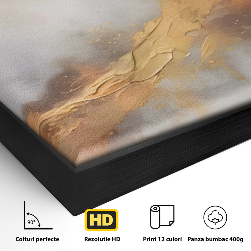 Tablou Canvas Premium LuxCanva® A1555, Pastel Auriu , Dormitor, Abstract, Divin, Decorativ, Living, Culori Vibrante