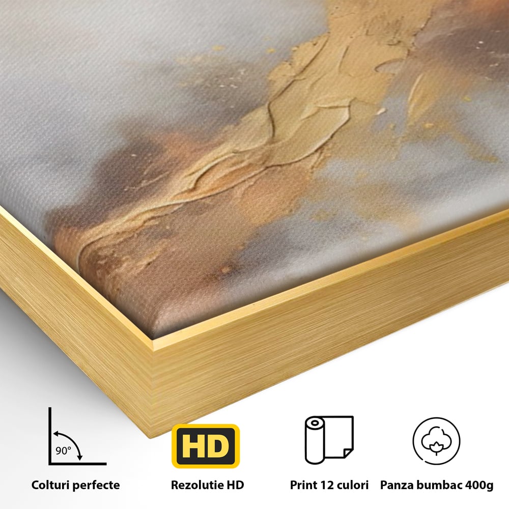 Tablou Canvas Premium LuxCanva® A1555, Pastel Auriu , Dormitor, Abstract, Divin, Decorativ, Living, Culori Vibrante