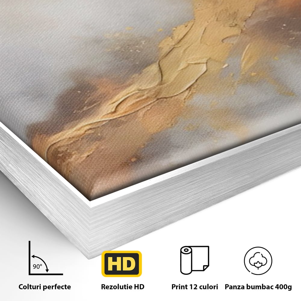 Tablou Canvas Premium LuxCanva® A1555, Pastel Auriu , Dormitor, Abstract, Divin, Decorativ, Living, Culori Vibrante