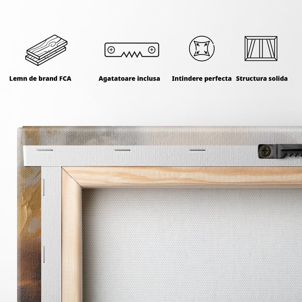 Tablou Canvas Premium LuxCanva® A1555, Pastel Auriu , Dormitor, Abstract, Divin, Decorativ, Living, Culori Vibrante