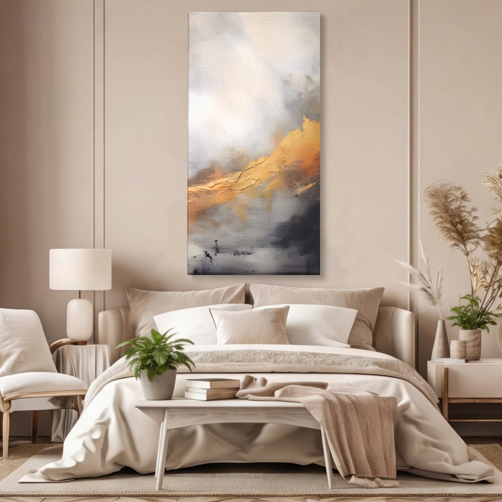 Tablou Canvas Premium LuxCanva® A1555, Pastel Auriu , Dormitor, Abstract, Divin, Decorativ, Living, Culori Vibrante