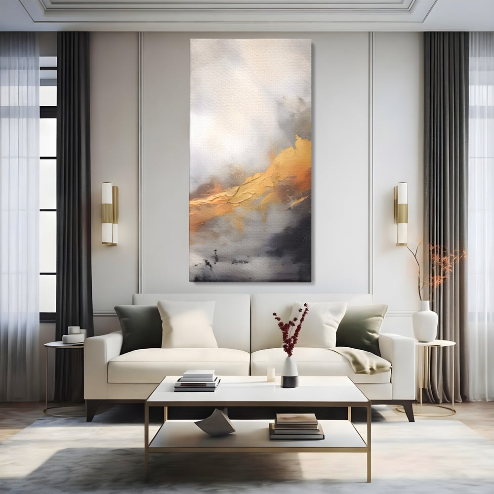 Tablou Canvas Premium LuxCanva® A1555, Pastel Auriu , Dormitor, Abstract, Divin, Decorativ, Living, Culori Vibrante