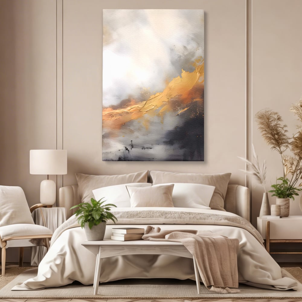 Tablou Canvas Premium LuxCanva® A1555, Pastel Auriu , Dormitor, Abstract, Divin, Decorativ, Living, Culori Vibrante