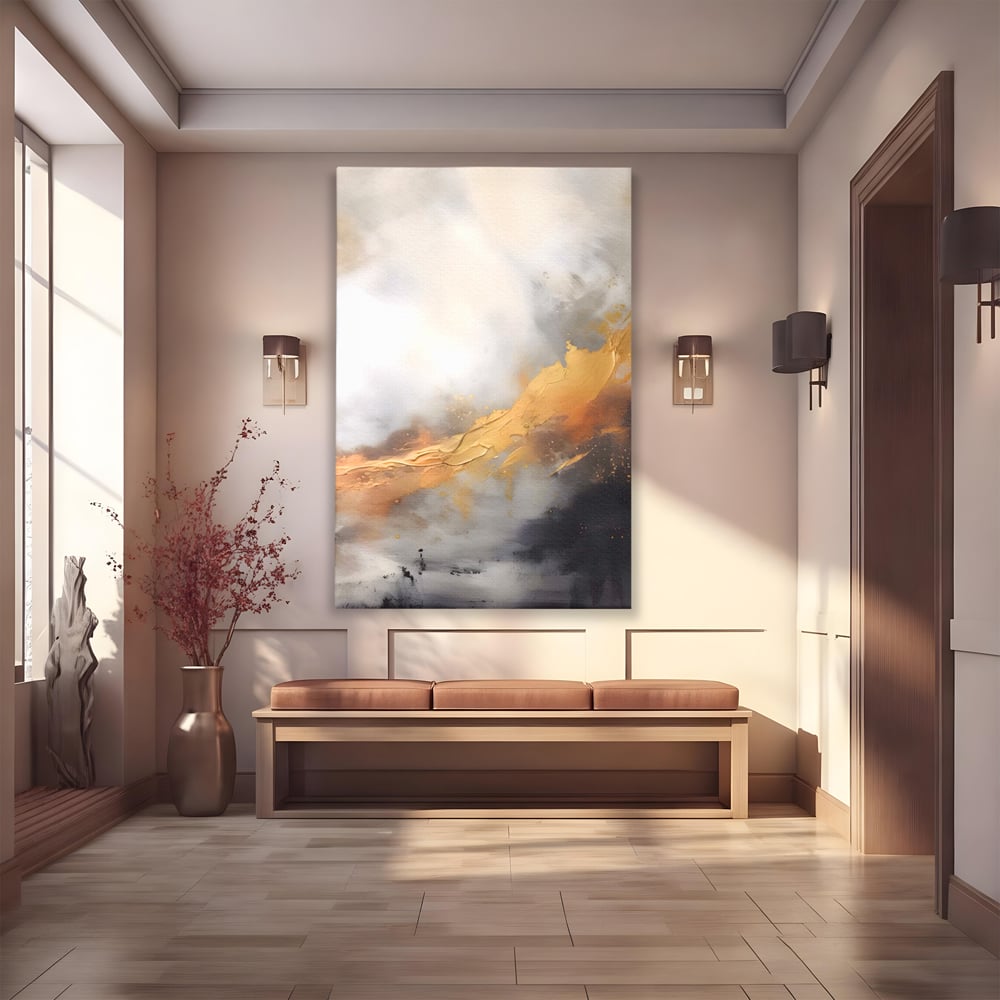 Tablou Canvas Premium LuxCanva® A1555, Pastel Auriu , Dormitor, Abstract, Divin, Decorativ, Living, Culori Vibrante