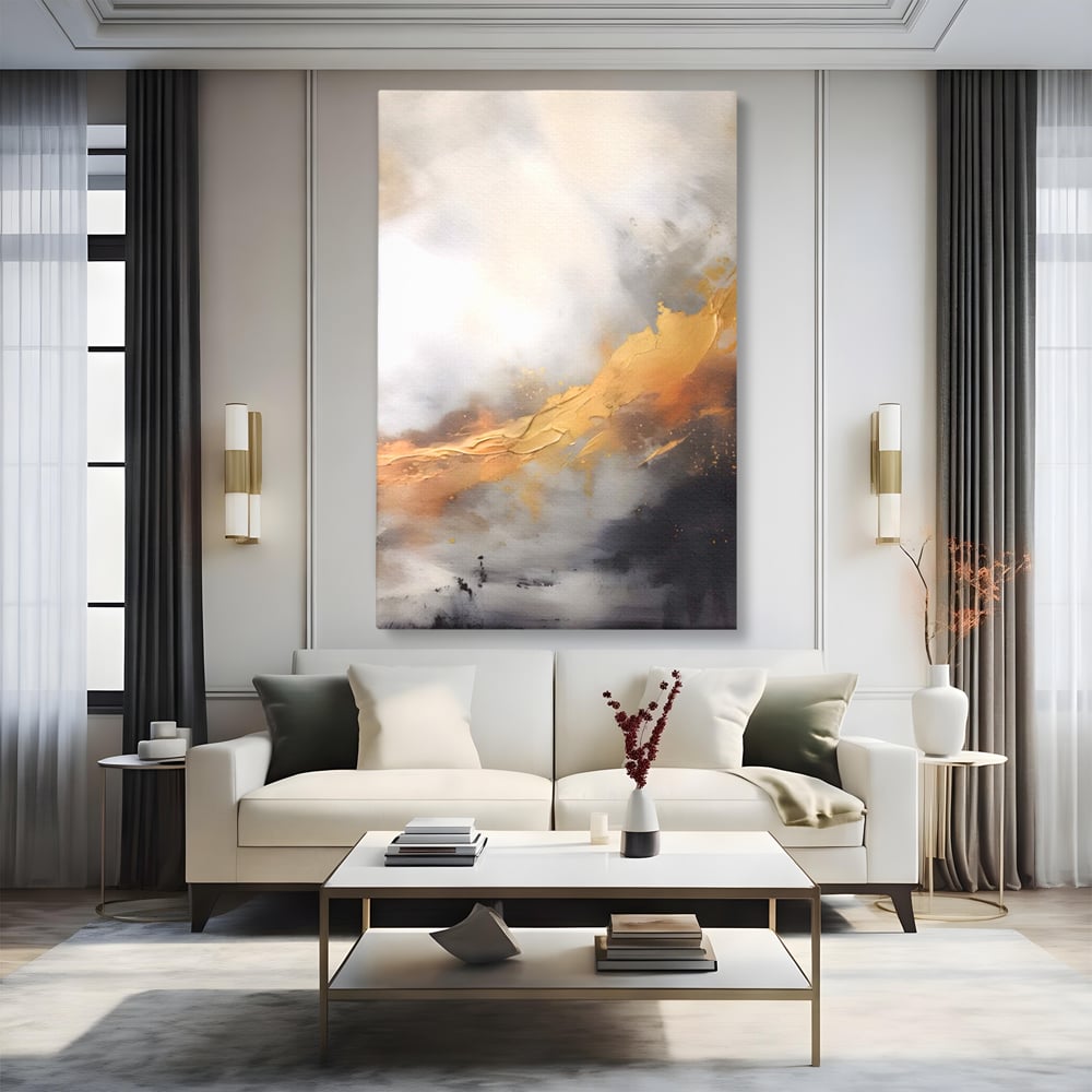 Tablou Canvas Premium LuxCanva® A1555, Pastel Auriu , Dormitor, Abstract, Divin, Decorativ, Living, Culori Vibrante