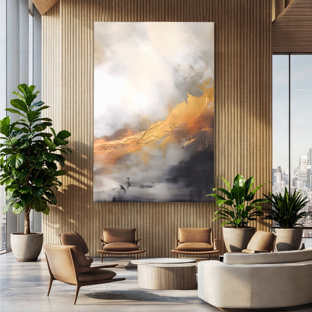 Tablou Canvas Premium LuxCanva® A1555, Pastel Auriu , Dormitor, Abstract, Divin, Decorativ, Living, Culori Vibrante