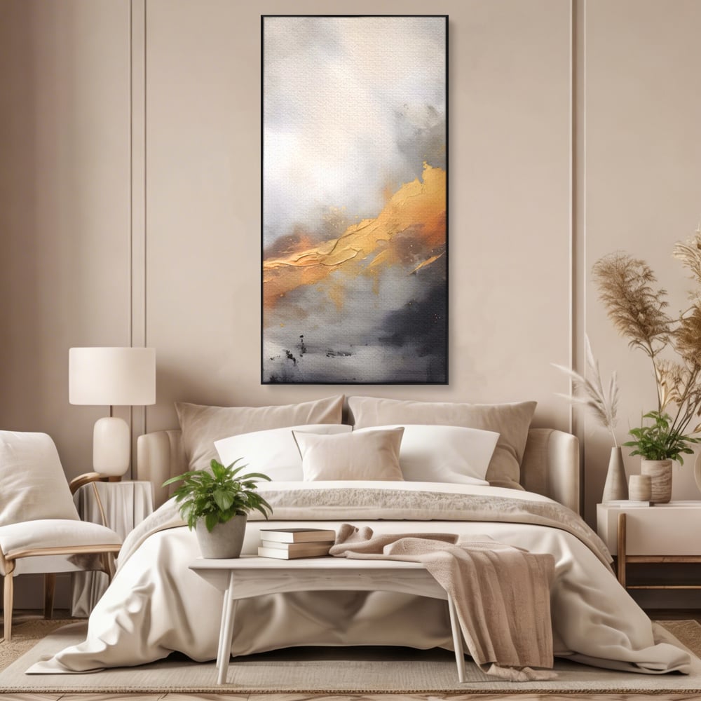 Tablou Canvas Premium LuxCanva® A1555, Pastel Auriu , Dormitor, Abstract, Divin, Decorativ, Living, Culori Vibrante