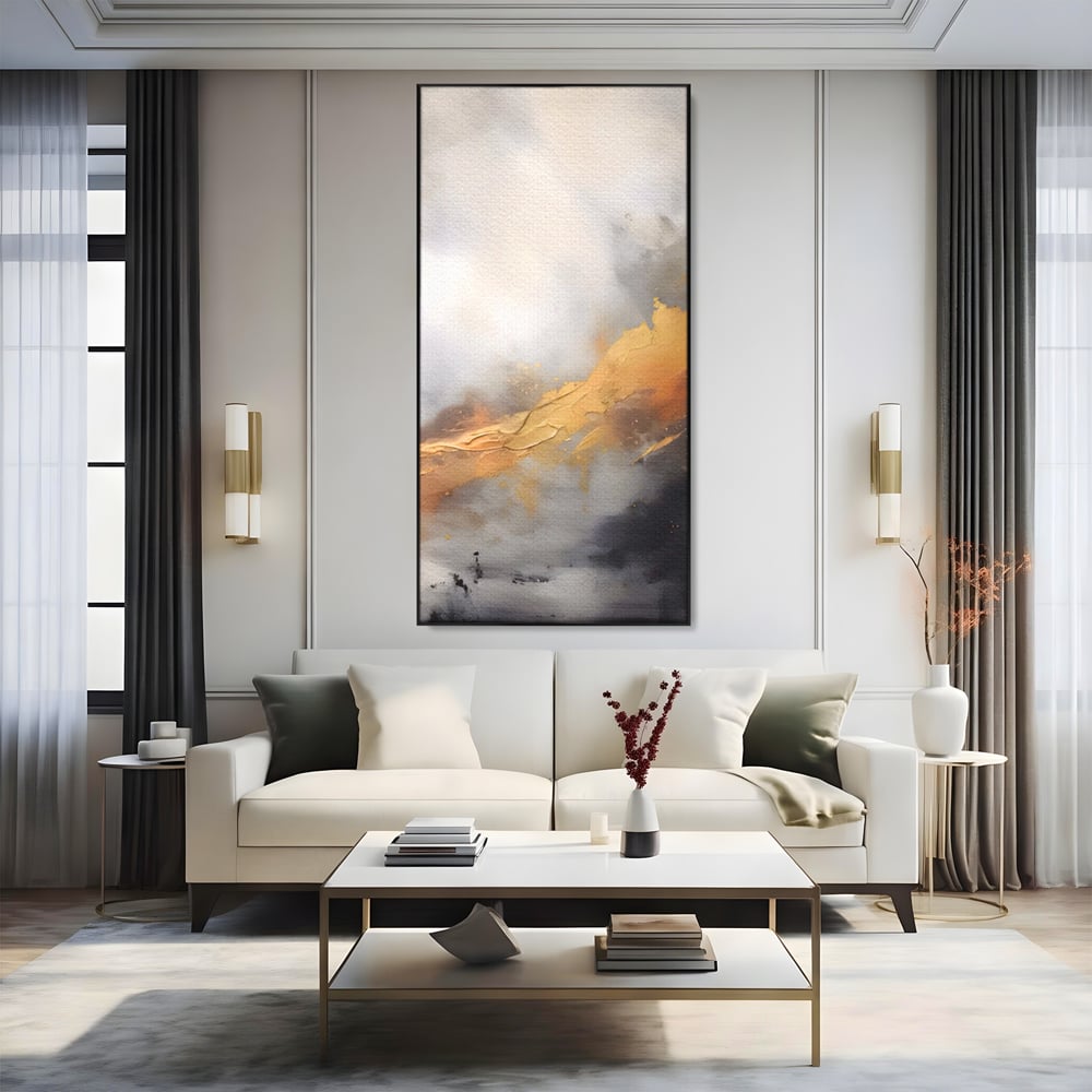 Tablou Canvas Premium LuxCanva® A1555, Pastel Auriu , Dormitor, Abstract, Divin, Decorativ, Living, Culori Vibrante