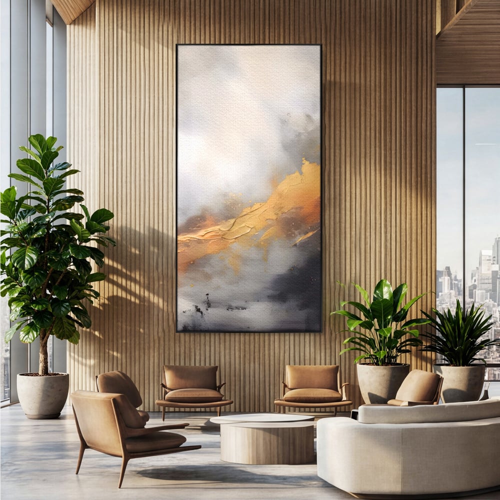 Tablou Canvas Premium LuxCanva® A1555, Pastel Auriu , Dormitor, Abstract, Divin, Decorativ, Living, Culori Vibrante