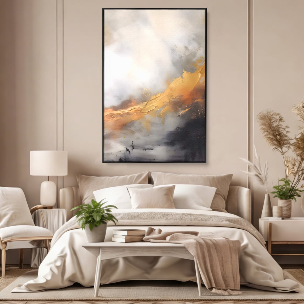 Tablou Canvas Premium LuxCanva® A1555, Pastel Auriu , Dormitor, Abstract, Divin, Decorativ, Living, Culori Vibrante