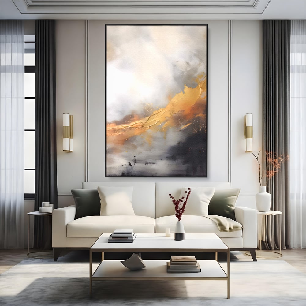 Tablou Canvas Premium LuxCanva® A1555, Pastel Auriu , Dormitor, Abstract, Divin, Decorativ, Living, Culori Vibrante