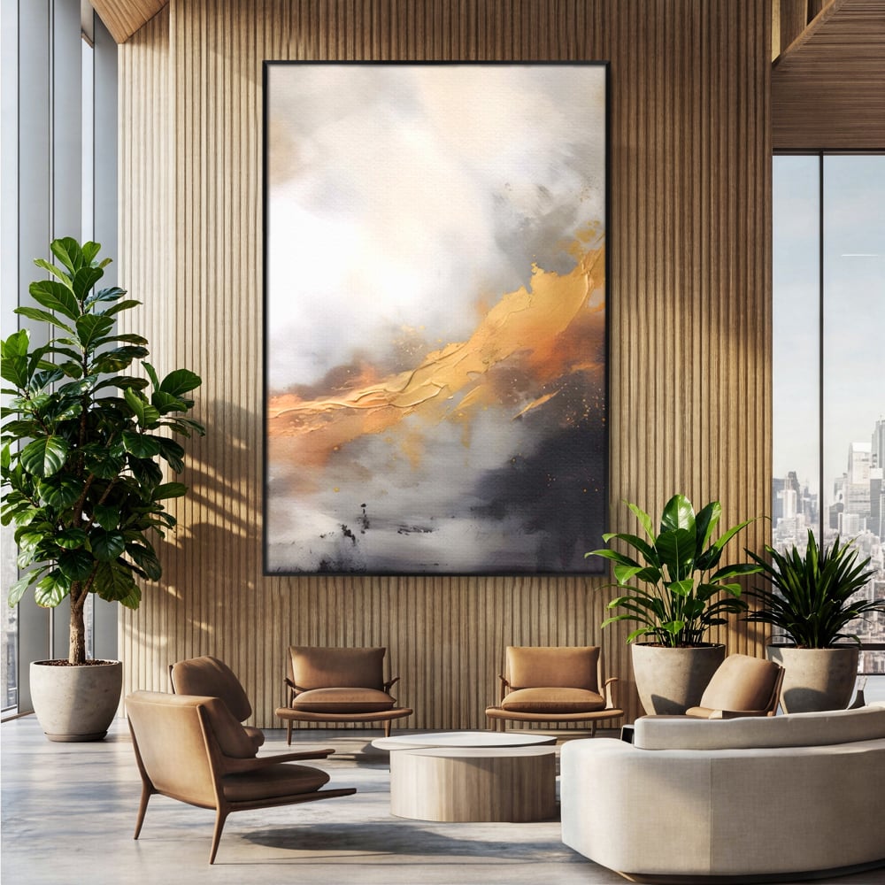 Tablou Canvas Premium LuxCanva® A1555, Pastel Auriu , Dormitor, Abstract, Divin, Decorativ, Living, Culori Vibrante