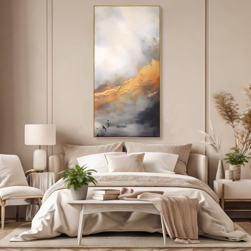 Tablou Canvas Premium LuxCanva® A1555, Pastel Auriu , Dormitor, Abstract, Divin, Decorativ, Living, Culori Vibrante
