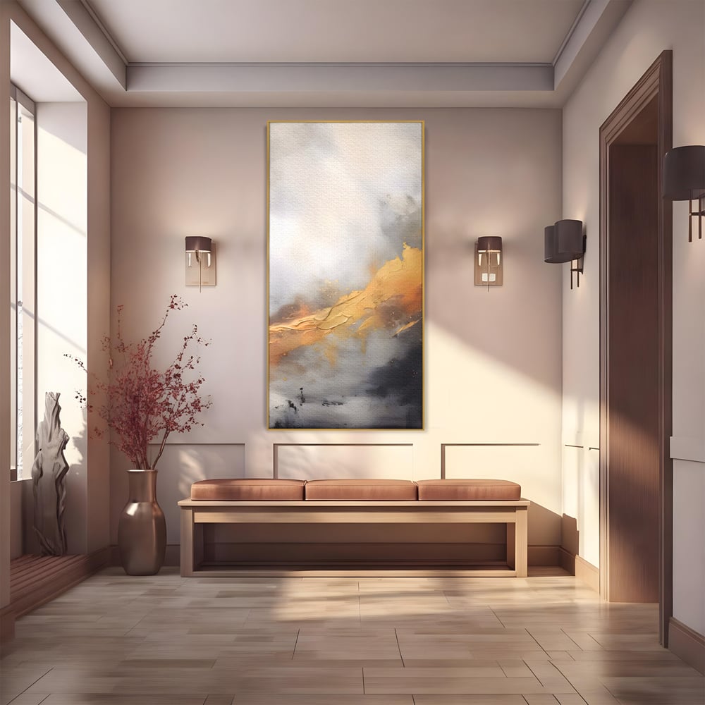 Tablou Canvas Premium LuxCanva® A1555, Pastel Auriu , Dormitor, Abstract, Divin, Decorativ, Living, Culori Vibrante
