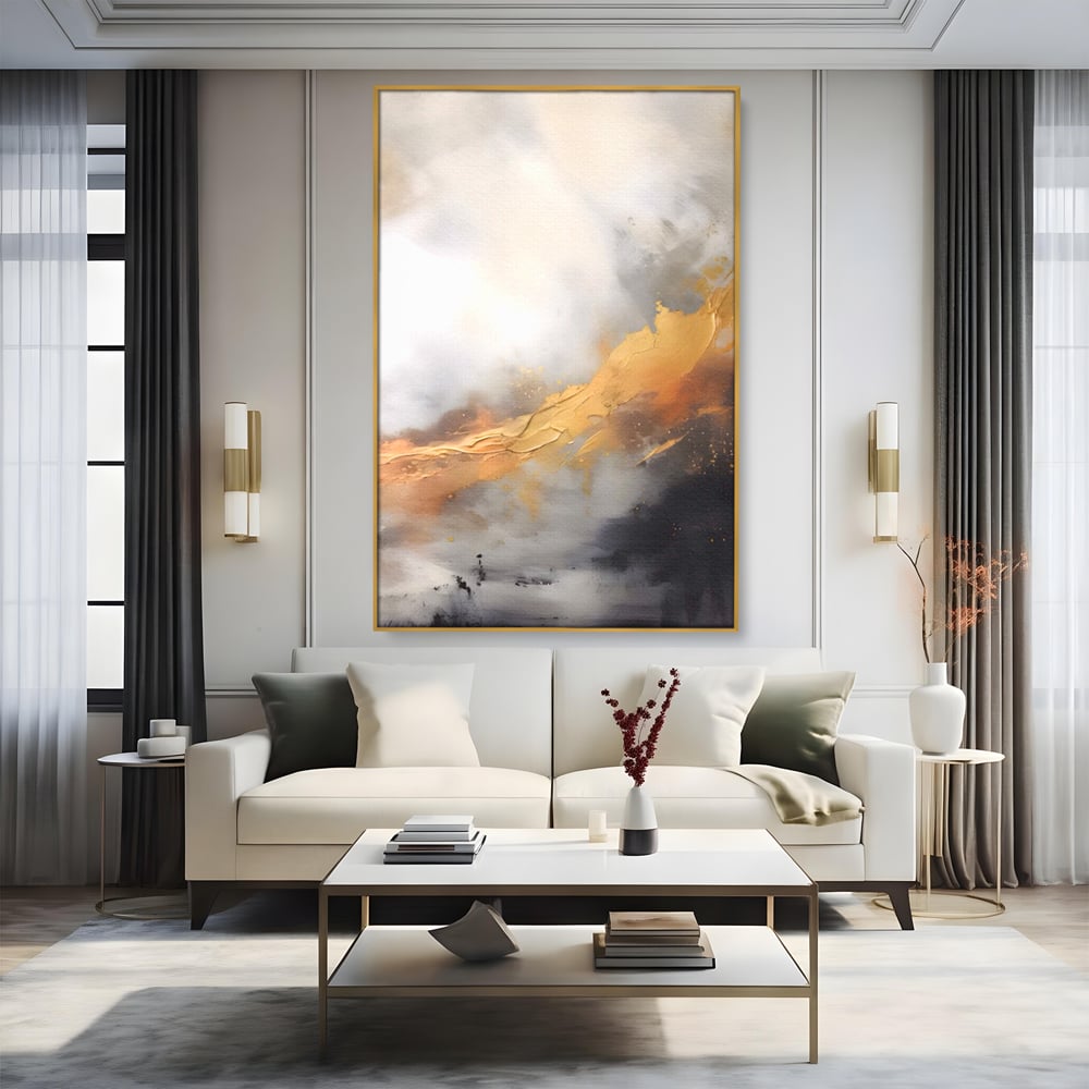 Tablou Canvas Premium LuxCanva® A1555, Pastel Auriu , Dormitor, Abstract, Divin, Decorativ, Living, Culori Vibrante
