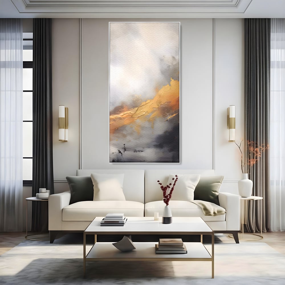 Tablou Canvas Premium LuxCanva® A1555, Pastel Auriu , Dormitor, Abstract, Divin, Decorativ, Living, Culori Vibrante