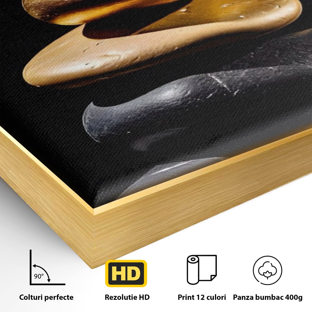 Tablou Canvas Premium LuxCanva® A1556, Echilibru , Salon, Terapie, Spa, Pietre, Auriu, Decorativ, Living, Culori Vibrante