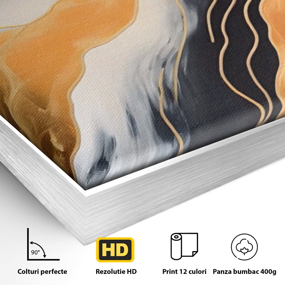 Tablou Canvas Premium LuxCanva® A1559, Valurile , Decorativ, Abstract, Auriu, Living, Culori Vibrante