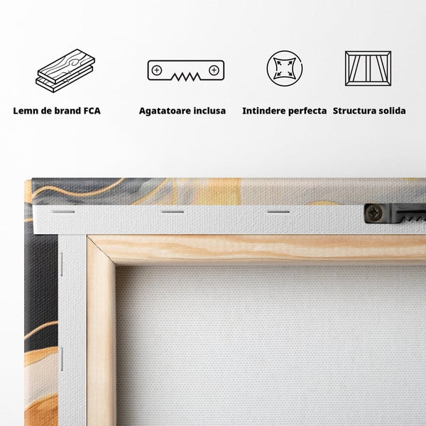 Tablou Canvas Premium LuxCanva® A1559, Valurile , Decorativ, Abstract, Auriu, Living, Culori Vibrante