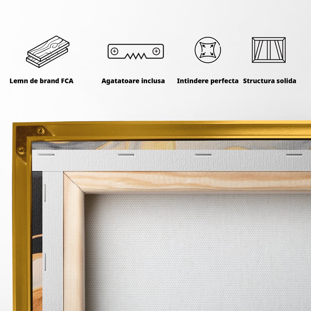 Tablou Canvas Premium LuxCanva® A1559, Valurile , Decorativ, Abstract, Auriu, Living, Culori Vibrante