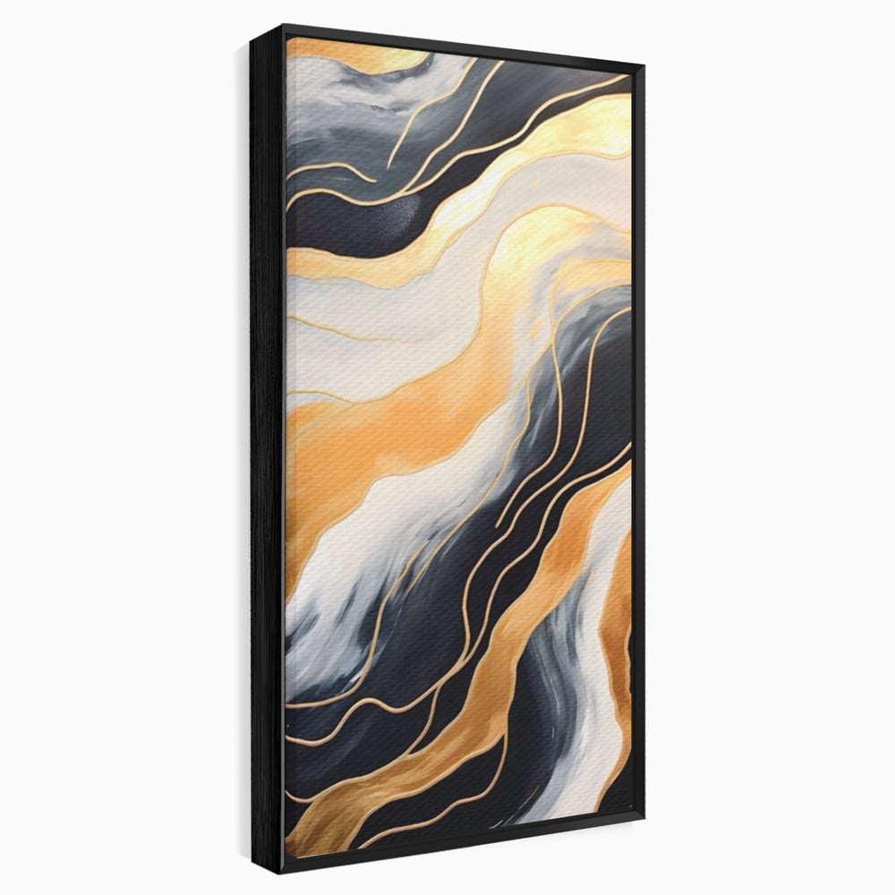 Tablou Canvas Premium LuxCanva® A1559, Valurile , Decorativ, Abstract, Auriu, Living, Culori Vibrante