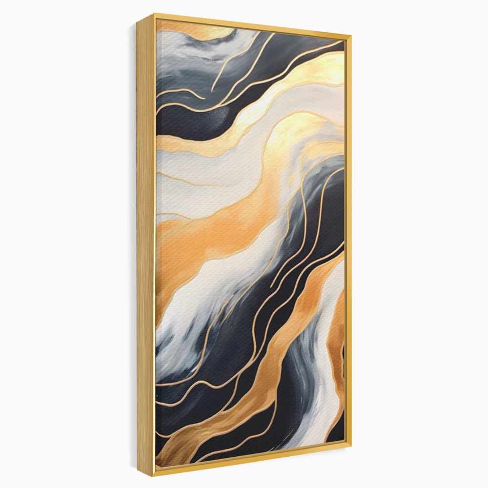 Tablou Canvas Premium LuxCanva® A1559, Valurile , Decorativ, Abstract, Auriu, Living, Culori Vibrante