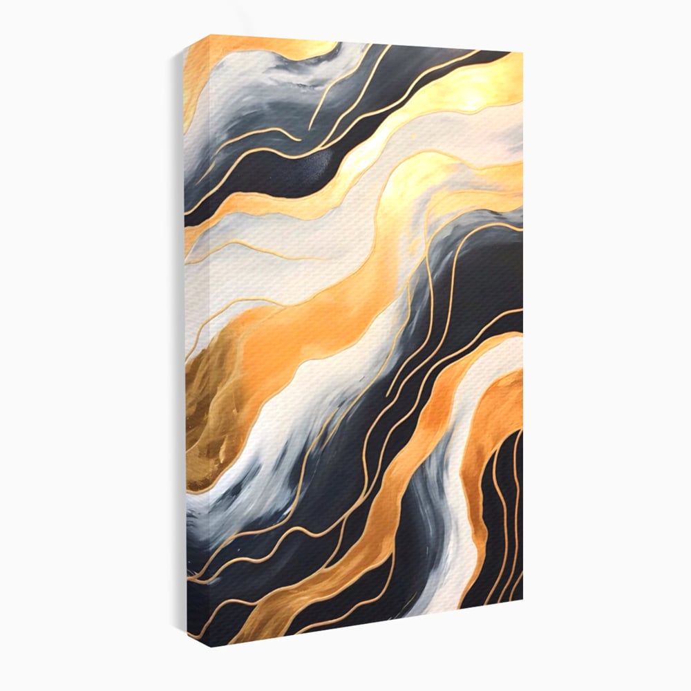 Tablou Canvas Premium LuxCanva® A1559, Valurile , Decorativ, Abstract, Auriu, Living, Culori Vibrante