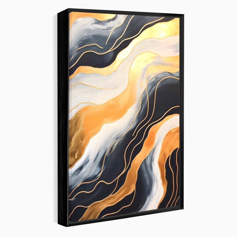 Tablou Canvas Premium LuxCanva® A1559, Valurile , Decorativ, Abstract, Auriu, Living, Culori Vibrante