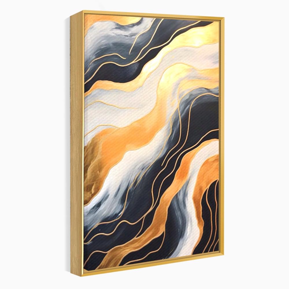 Tablou Canvas Premium LuxCanva® A1559, Valurile , Decorativ, Abstract, Auriu, Living, Culori Vibrante