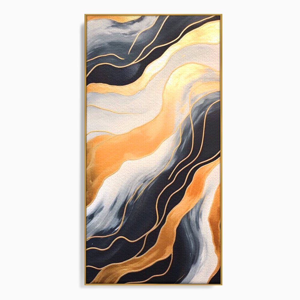 Tablou Canvas Premium LuxCanva® A1559, Valurile , Decorativ, Abstract, Auriu, Living, Culori Vibrante