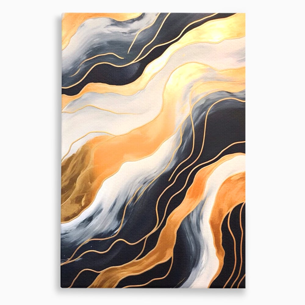 Tablou Canvas Premium LuxCanva® A1559, Valurile , Decorativ, Abstract, Auriu, Living, Culori Vibrante