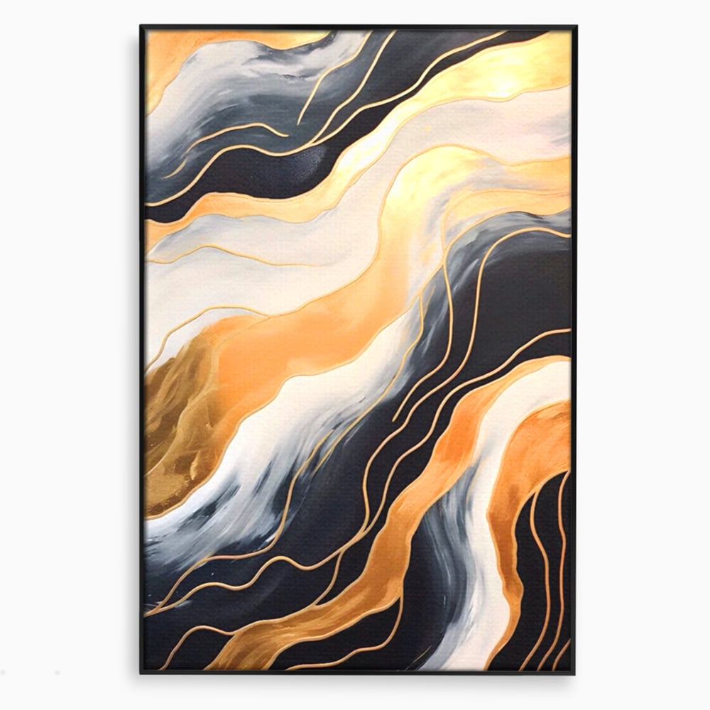Tablou Canvas Premium LuxCanva® A1559, Valurile , Decorativ, Abstract, Auriu, Living, Culori Vibrante