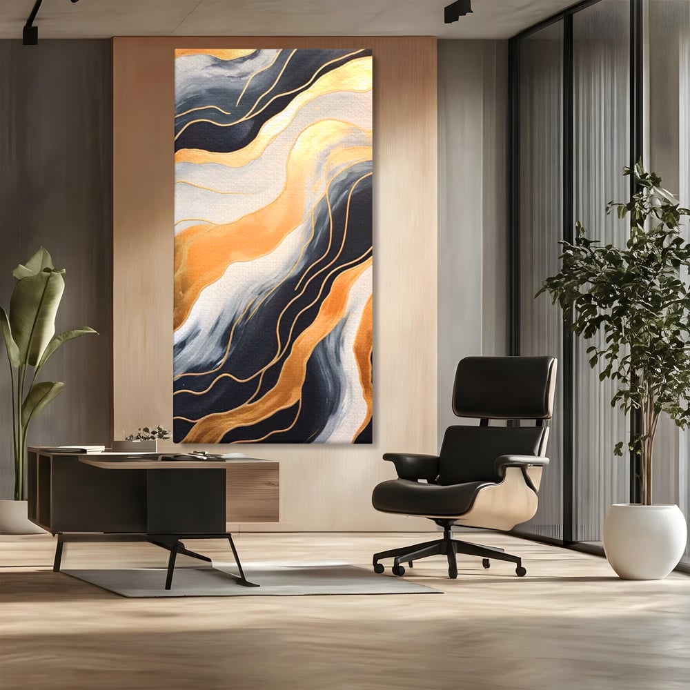 Tablou Canvas Premium LuxCanva® A1559, Valurile , Decorativ, Abstract, Auriu, Living, Culori Vibrante