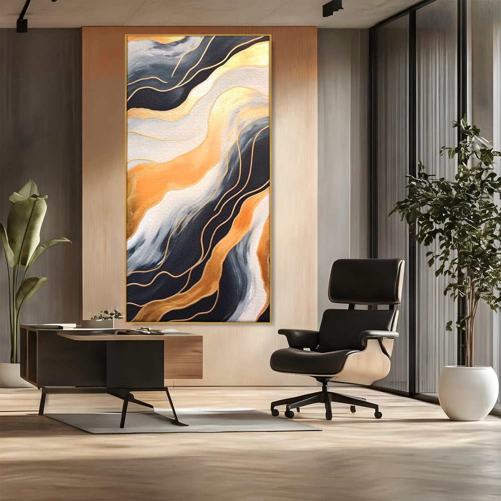 Tablou Canvas Premium LuxCanva® A1559, Valurile , Decorativ, Abstract, Auriu, Living, Culori Vibrante