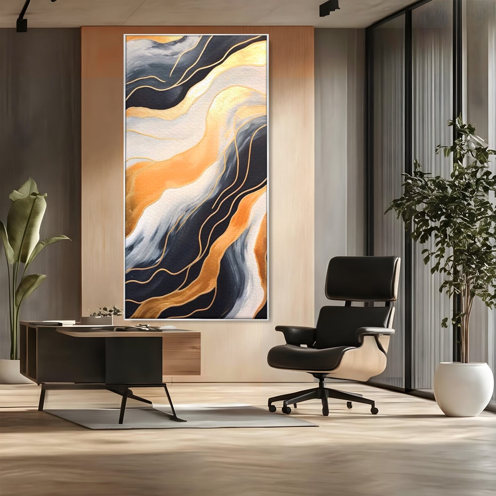 Tablou Canvas Premium LuxCanva® A1559, Valurile , Decorativ, Abstract, Auriu, Living, Culori Vibrante