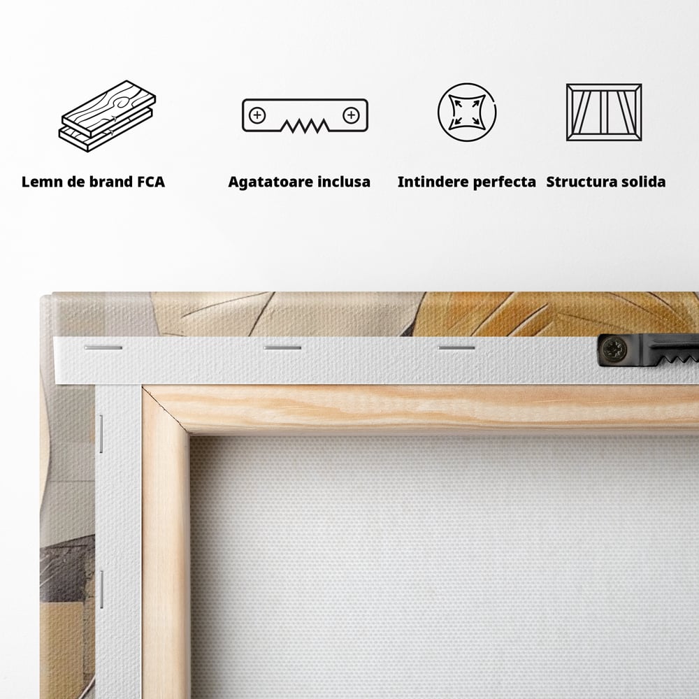 Tablou Canvas Premium LuxCanva® A1560, Simfonia Frunzelor , Dormitor, Decorativ, Natura, Auriu, Living, Culori Vibrante