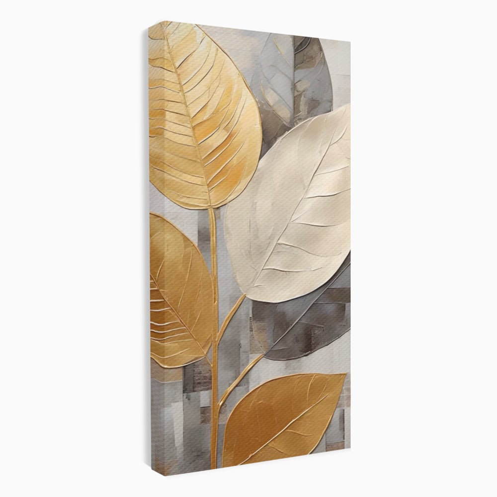 Tablou Canvas Premium LuxCanva® A1560, Simfonia Frunzelor , Dormitor, Decorativ, Natura, Auriu, Living, Culori Vibrante