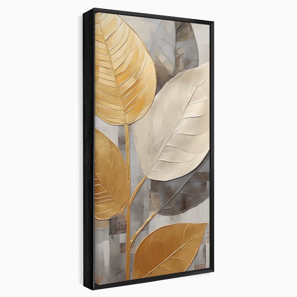 Tablou Canvas Premium LuxCanva® A1560, Simfonia Frunzelor , Dormitor, Decorativ, Natura, Auriu, Living, Culori Vibrante