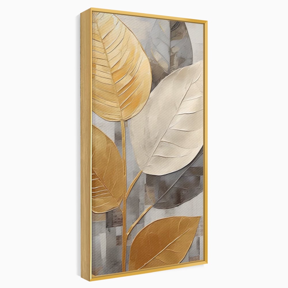 Tablou Canvas Premium LuxCanva® A1560, Simfonia Frunzelor , Dormitor, Decorativ, Natura, Auriu, Living, Culori Vibrante
